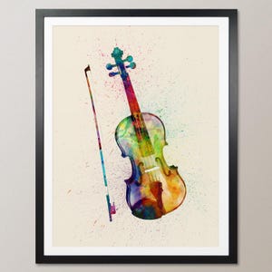 Violin Abstract Watercolor Music Instrument Art Print (1988)