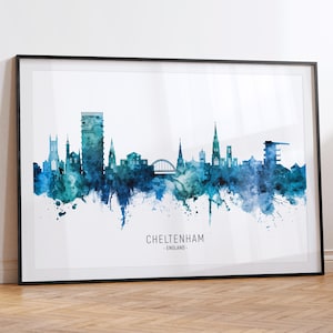 Cheltenham Cityscape England, Skyline Wall Art Poster Print RX (35072)