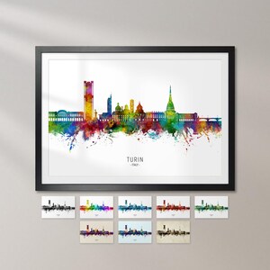 Turin Skyline Italy, Cityscape Art Print Poster KX (25703)
