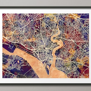 Southampton Map, Southampton Hampshire England Stadt Straßen Karte, Kunstdruck (2792)
