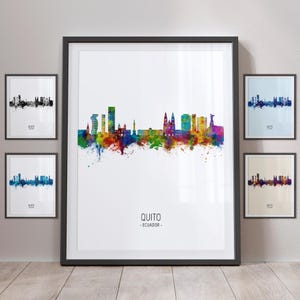 Quito Skyline, Quito Ecuador Cityscape Art Print Poster Portrait PX (28942)