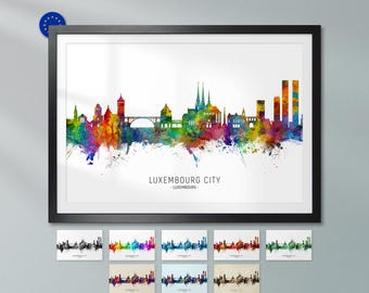 Luxembourg City Skyline, Poster Print Cityscape Art ZX (9850)