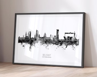 Belfast Skyline Northern Ireland, Cityscape Art Print Poster BX (44860)