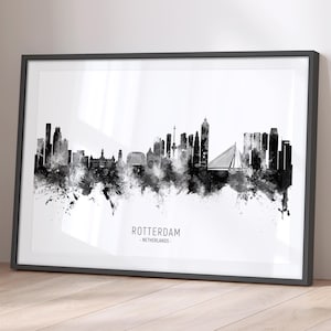 Rotterdam skyline Nederland, stadsgezicht schilderij kunstafdruk poster BX (28300)