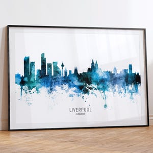 Liverpool Cityscape England, Skyline Wall Art Poster Print RX (20876)