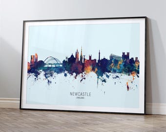 Newcastle Skyline England, Cityscape Art Print Poster HX (12027)