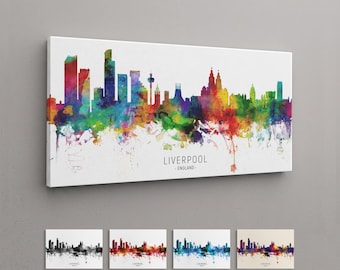 Liverpool Skyline England, Box Canvas Art Print (6508)