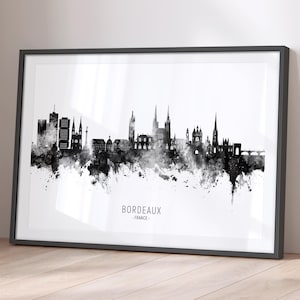 Bordeaux Skyline Frankreich, Stadtansicht Malerei Kunstdruck Poster BOX (23323)