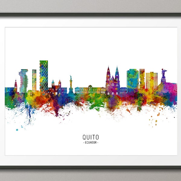 Quito Skyline Ecuador, Cityscape Painting Art Print Poster CX (28920)