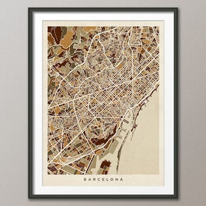 Barcelona Map, Spain City Map, Art Print (6465)