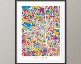 Nashville Map, Nashville Tennessee City Map, Art Print (3006)