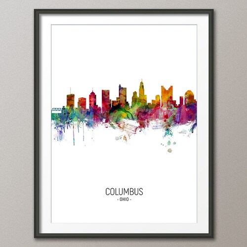 Columbus Skyline Columbus Ohio Cityscape Art Print Poster Etsy
