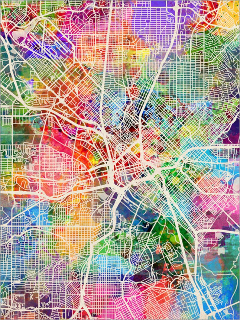 Dallas Map Dallas Texas City Map Art Print 2989 Etsy