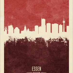 Essen Skyline, Essen Cityscape Germany, Watercolor Art Print Poster 4191 image 7