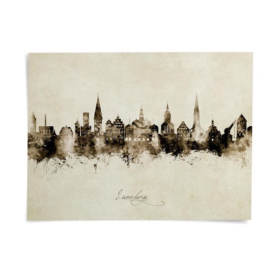 Luneburg Skyline Deutschland, Poster Print Cityscape Art ZX (27691