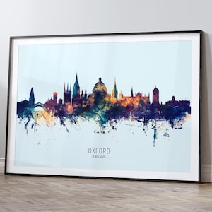 Oxford Skyline England, Cityscape Painting Art Print Poster HX (34999)