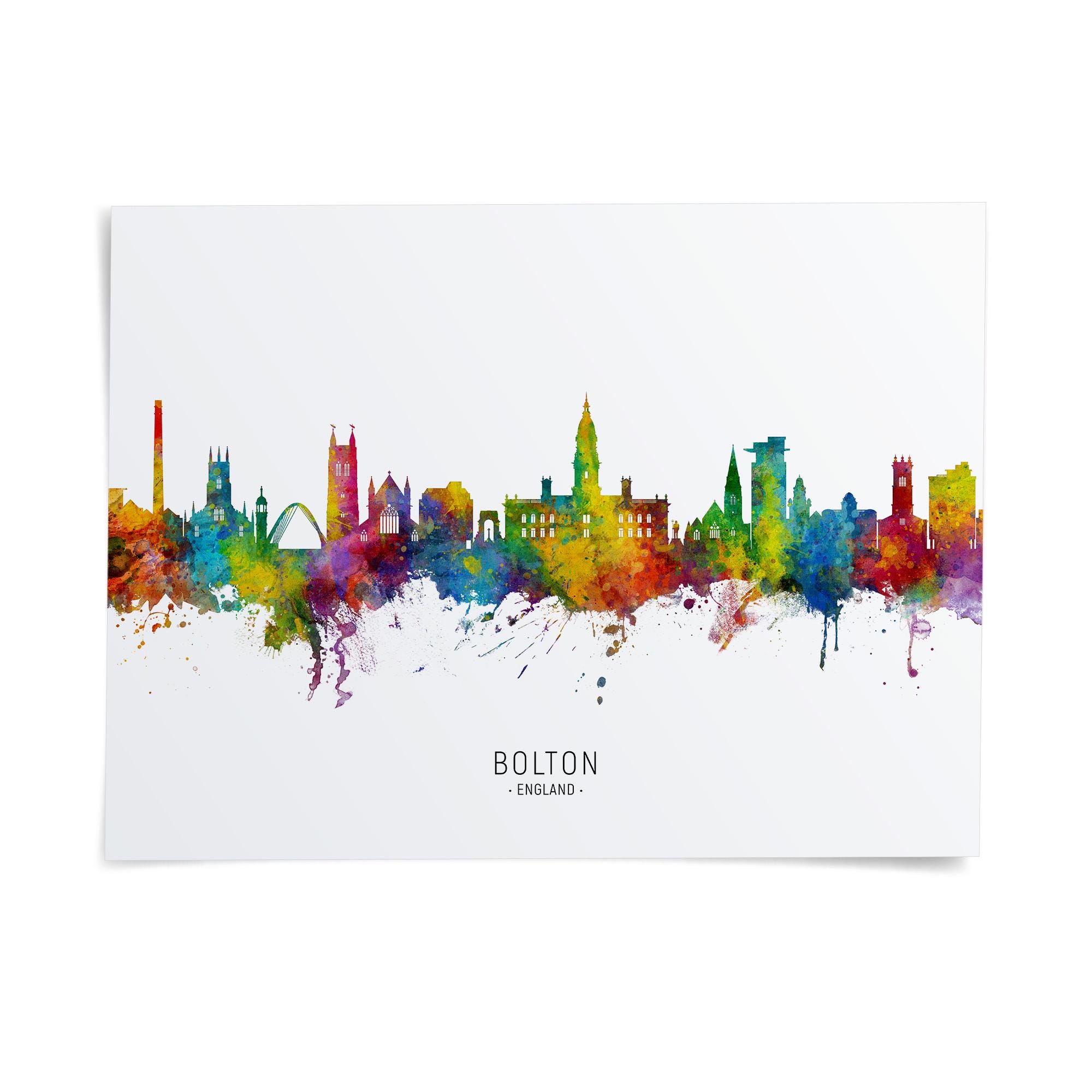 Bolton Skyline England, Poster Print Cityscape Art ZX (15838