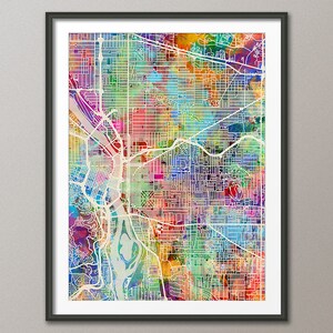 Portland Map, Portland Oregon City Map, Art Print (2736)