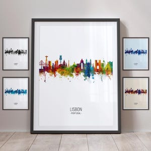 Lisbon Skyline, Lisbon Portugal Cityscape Art Print Poster Portrait PX (5052)