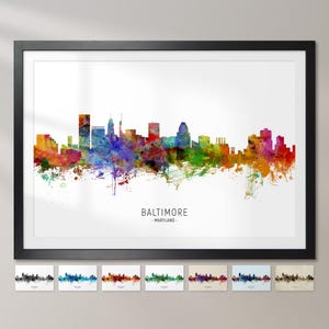 Baltimore Skyline Maryland, Cityscape Painting Art Print Poster CX (6577)