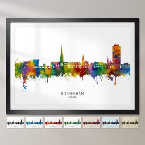 Rotherham Skyline England, Cityscape Painting Art Print Poster CX (33971)
