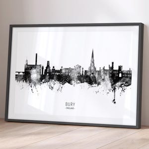 Bury Skyline England, Cityscape Painting Art Print Poster BX (25934)