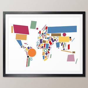 Abstrakte Landkarte der Welt, Landkarte, Art Print WM (803)