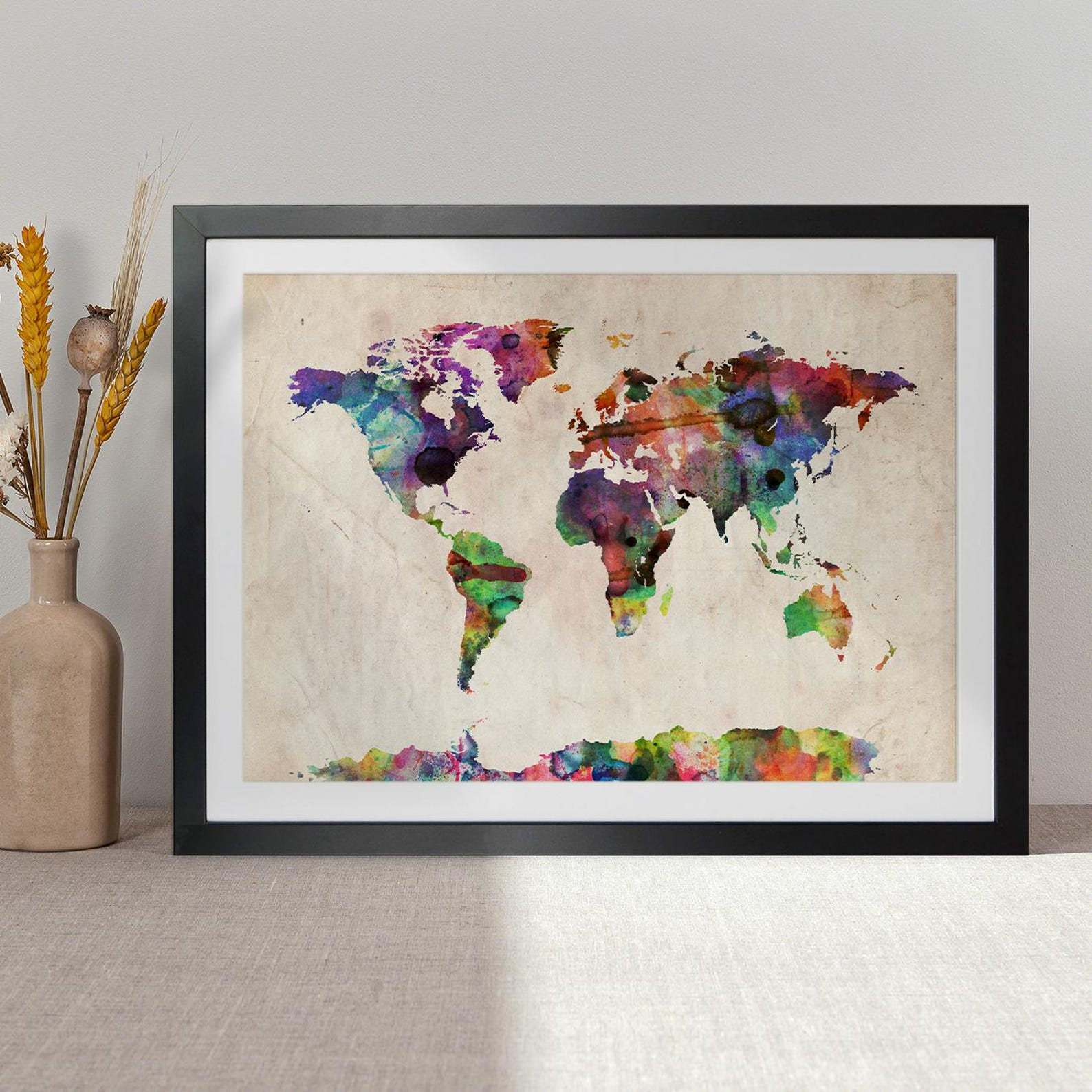Watercolor Map of the World Map, Art Print, 11x14 up to 18x24 Inch WM ...