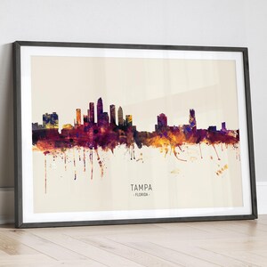 Tamper Skyline Florida, stadsgezicht schilderij Art Print poster LX (15119)