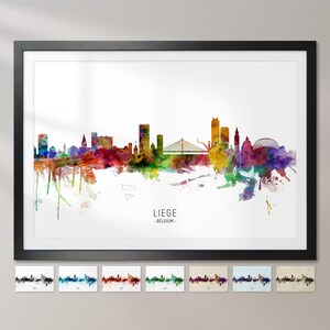 Póster con impresión artística de la silueta de Lieja, Bélgica, paisaje urbano, CX (6723)