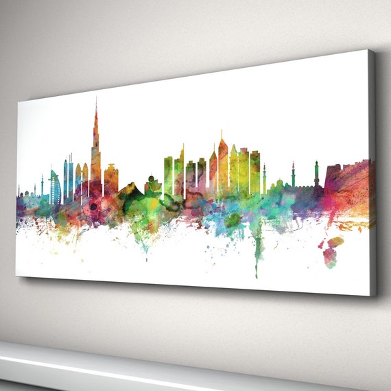 Dubai Skyline Canvas Dubai Cityscape Canvas Art Print 1277 Etsy UK