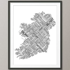 Irlanda Eire City Mapa de texto, impressão artística (321)