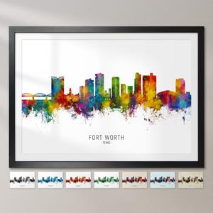 Fort Worth Skyline Texas, Cityscape Painting Art Print Poster CX (32011)