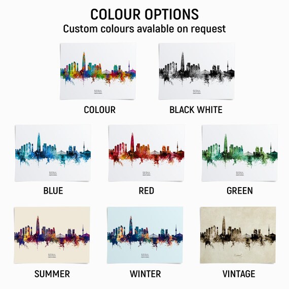 ソウルのスカイライン 韓国、都市景観画 アートプリント ポスター BX