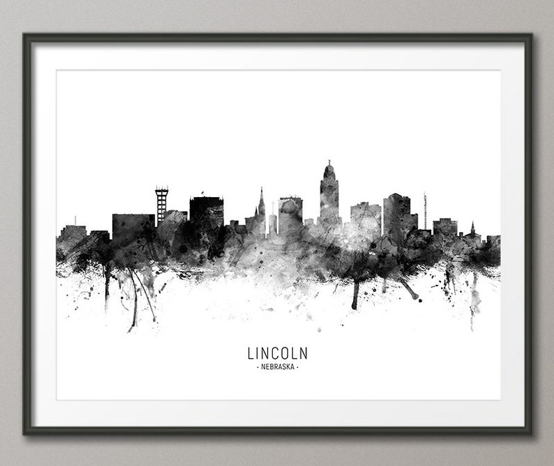 Lincoln Skyline Lincoln Nebraska Cityscape Art Print Poster Etsy