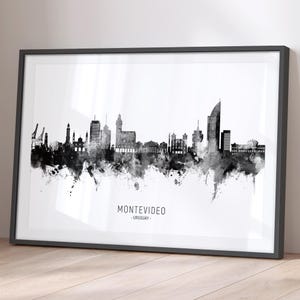 Montevideo Skyline Uruguay, Cityscape Painting Art Print Poster BX (22951)