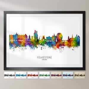 Folkestone Skyline England, Cityscape Painting Art Print Poster CX (32432)