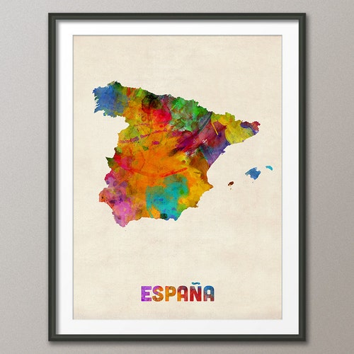 Spain Map Art Print Etsy