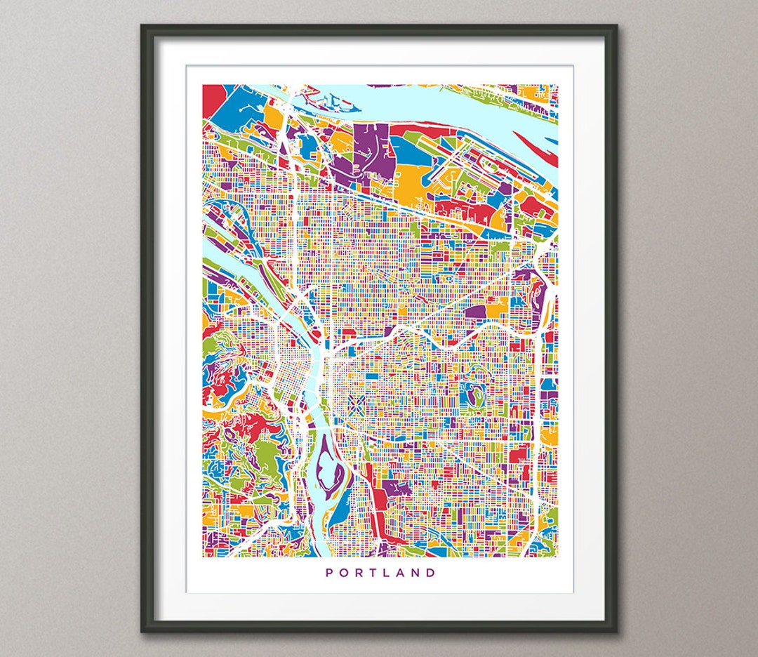 Portland Map, Portland Oregon City Map, Art Print 2741 - Etsy