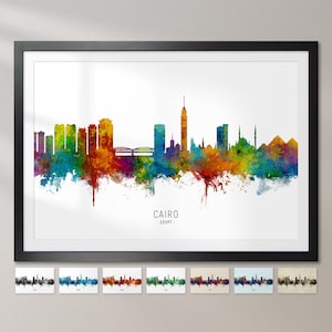 Cairo Skyline Egypt, Cityscape Painting Art Print Poster CX (6685)