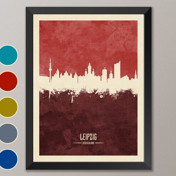 Leipzig Skyline, Leipzig Cityscape Germany, Watercolor Art Print Poster (4183)