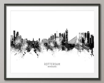 Rotterdam Skyline, Rotterdam Netherlands Cityscape Art Print Poster (28300)