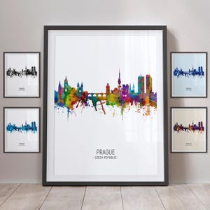 Skyline van Praag, Praag Tsjechië stadsgezicht Art Print poster portret PX (5028)