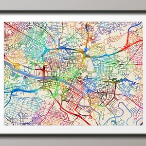 Glasgow Map, Scotland, Glasgow City Street Map Art Print (2060)
