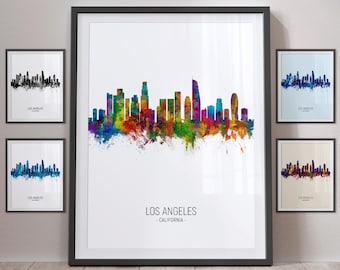 Los Angeles Skyline, California Cityscape Art Print Poster Portrait - PX (4997)