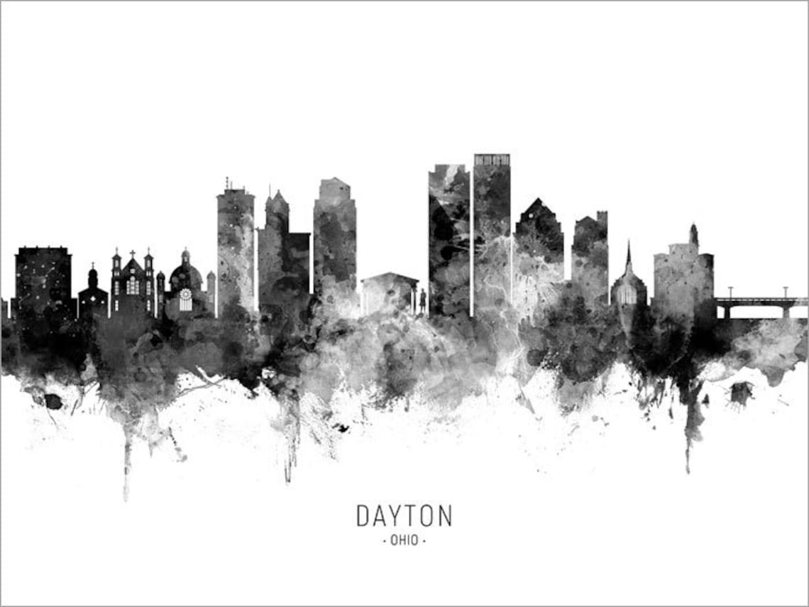 Dayton Skyline Dayton Ohio Cityscape Art Print Poster 11623 Etsy