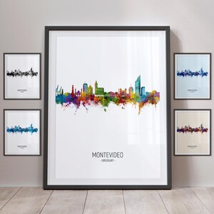Montevideo Skyline, Montevideo Uruguay Cityscape Art Print Poster Portrait PX (22974)