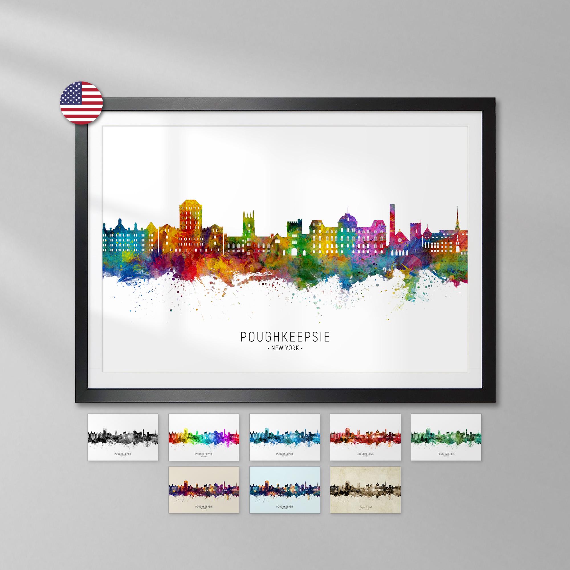 Poughkeepsie Skyline New York, Cityscape Painting Art Print Poster