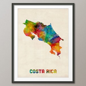 Costa Rica Watercolor Map, Art Print (1034)