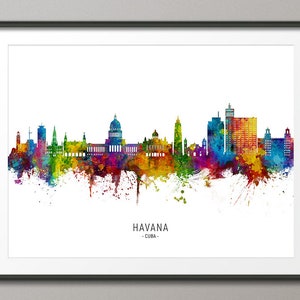 Havana Skyline Cuba, Cityscape Painting Art Print Poster CX (8928)